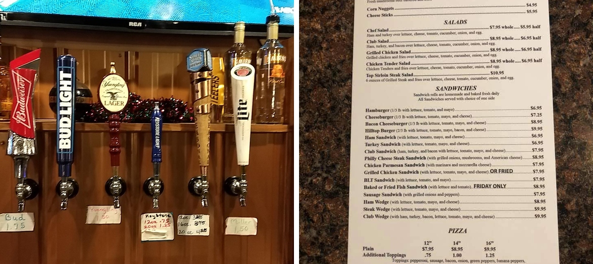 Hilltop Tavern Menu