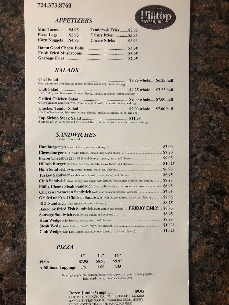Hilltop Tavern Menu image 2