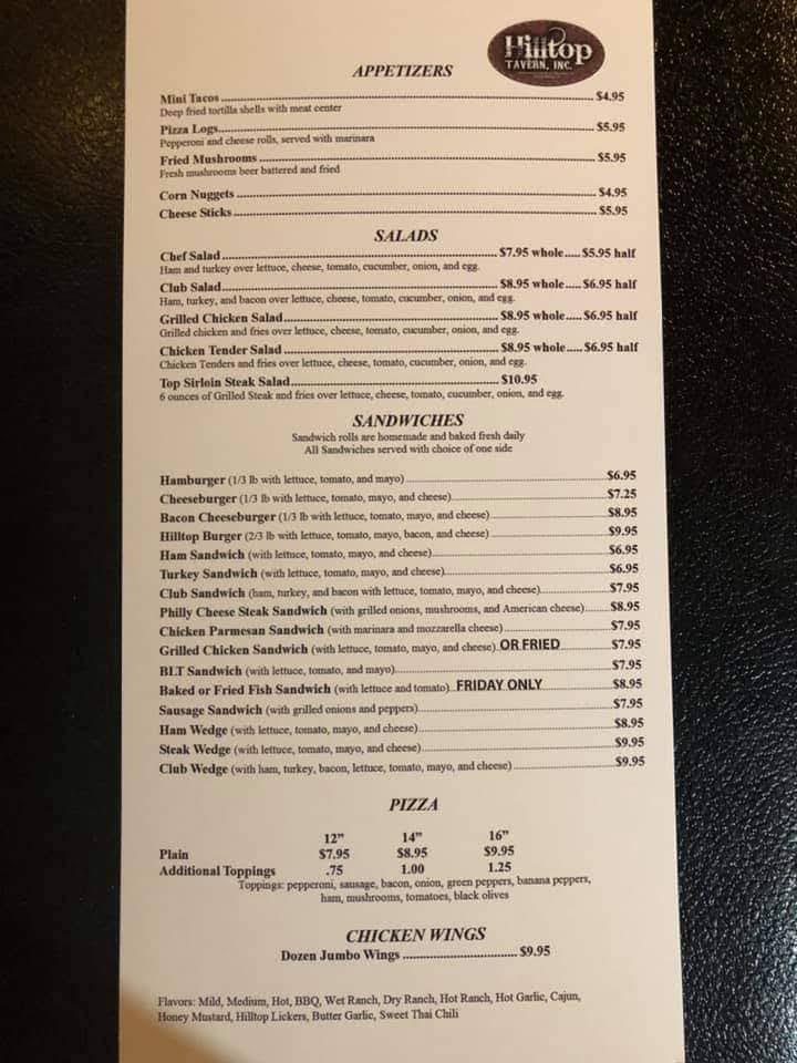 Hilltop Tavern Menu image 3